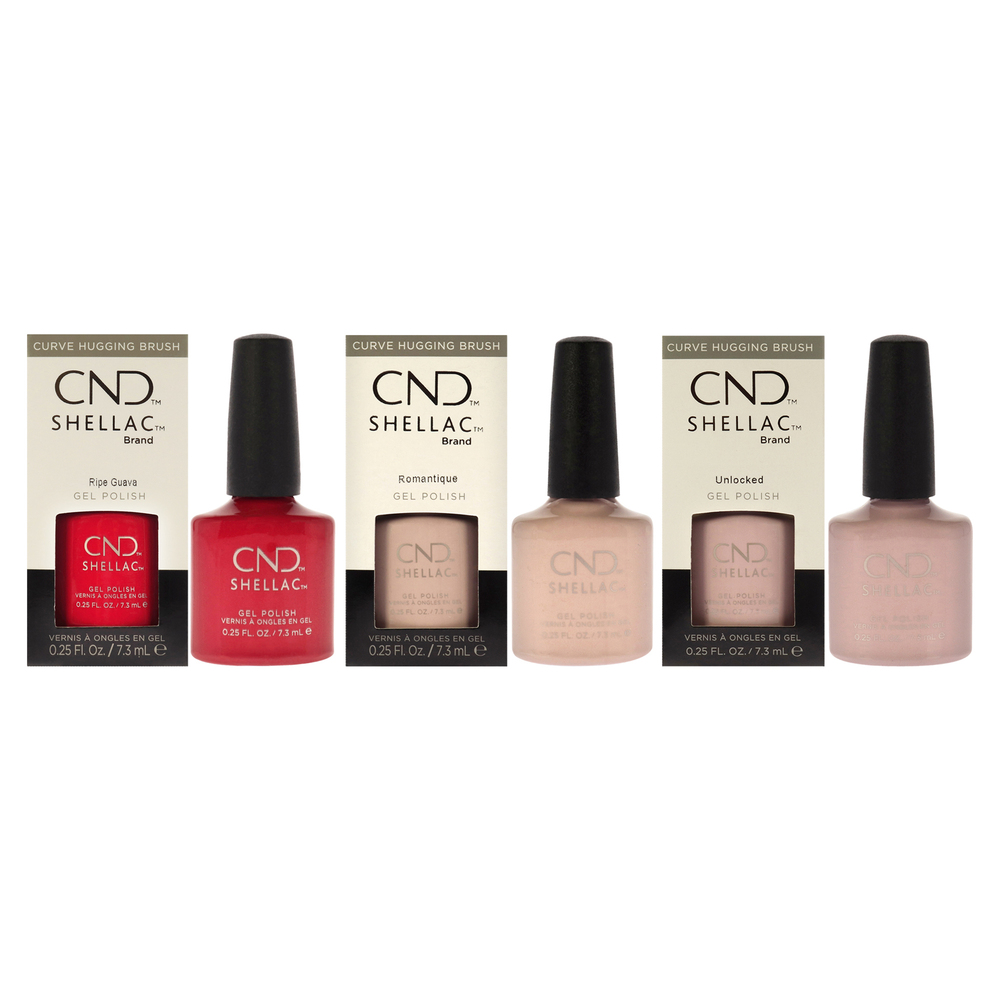 Shellac Nail Color Kit by CND for Women - 3 Pc Kit 0.25oz Nail Polish